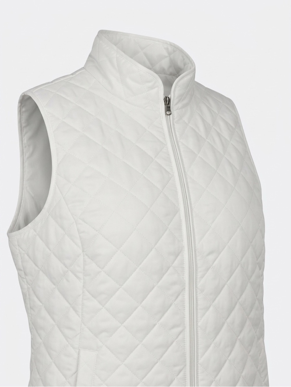 Karen Scott Sport Quilted White Sleeveless Zip Vest